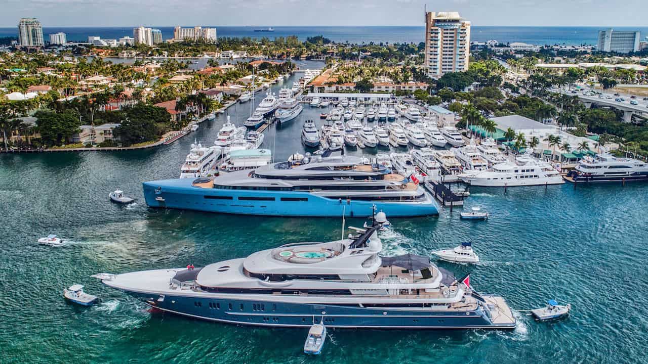 Yacht show in Fort Lauderdale view of yachts on water